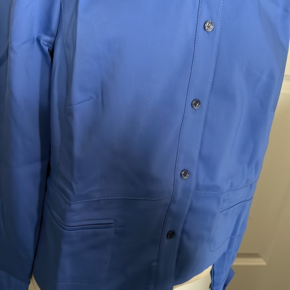 NWT Carlisle women's long sleeve button front blue blouse jacket Size 14 - Picture 8 of 13